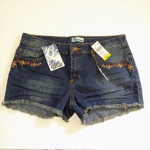 BLUE CRUSH Denim Shorts with Embroidery Details
